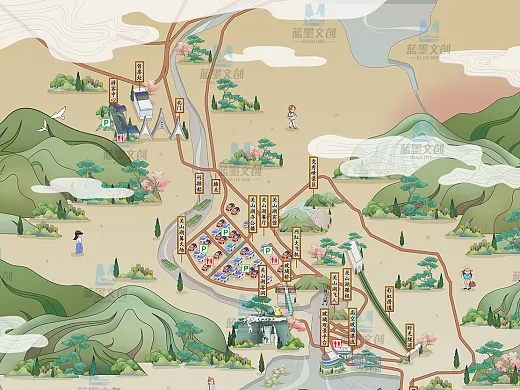 殷都手绘景区地图：传统手绘地图与现代科技相结合，创作智慧景区地图
